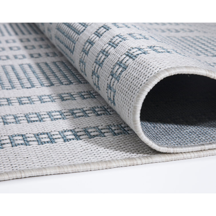 Highland Dunes Caitlan Flatweave Blue Indoor/Outdoor Rug Wayfair